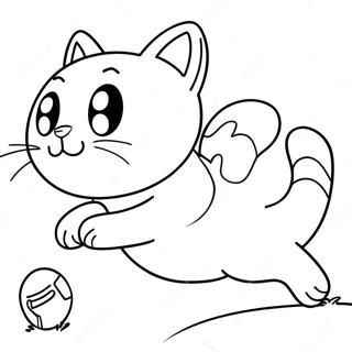 Playful Anime Cat Chasing A Ball Coloring Page 93689-33052