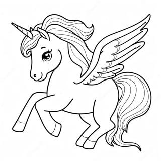 Flying Unicorn With Flowing Mane Coloring Page 93896-33215