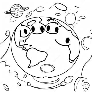 Colorful Earth With Smiling Faces Coloring Page 9391-1539