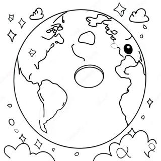 Colorful Earth With Smiling Faces Coloring Page 9391-1540