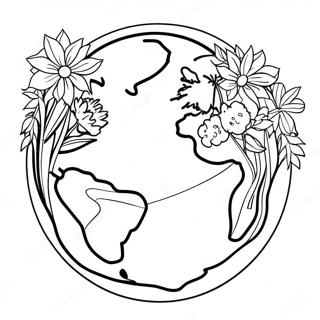 Beautiful Earth With Trees And Flowers Coloring Page 9392-1310