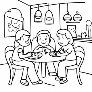 Family Friendly Restaurant Scene Coloring Page 93999-33294