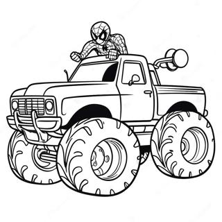 Spiderman Driving A Giant Monster Truck Coloring Page 94074-33345