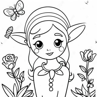 Whimsical Realistic Elf With Butterfly Coloring Page 94207-33459