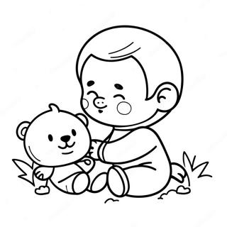 Sleepy Baby With Teddy Bear Coloring Page 94283-33516
