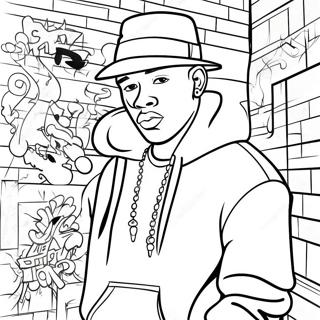 Hip Hop Gangster With Graffiti Wall Coloring Page 94489-33732