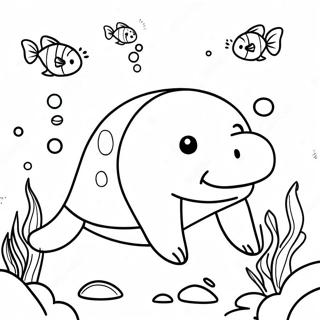 Cute Manatee Swimming Coloring Page 94978-34241