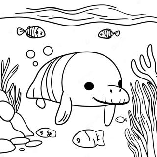 Realistic Manatee In Coral Reef Coloring Page 94981-34256