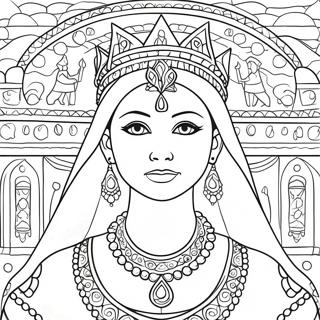 Queen Esther In Royal Attire Coloring Page 95487-34641