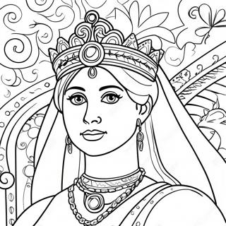 Queen Esther In Royal Attire Coloring Page 95487-34642