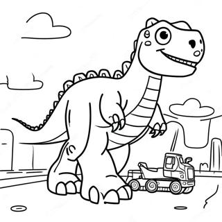 Gigantic Dinotrux Construction Scene Coloring Page 95718-34861