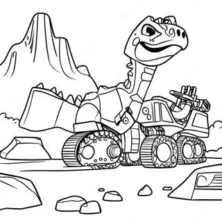 Gigantic Dinotrux Construction Scene Coloring Page 95718-34863