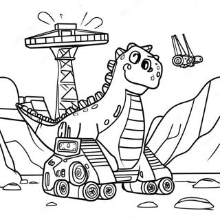 Gigantic Dinotrux Construction Scene Coloring Page 95718-34864