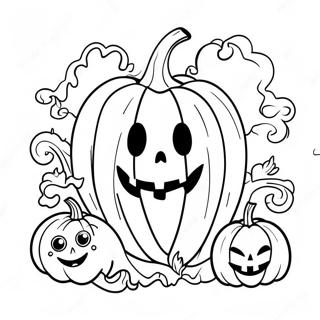 Frightening Pumpkin With Ghosts Coloring Page 95771-34912