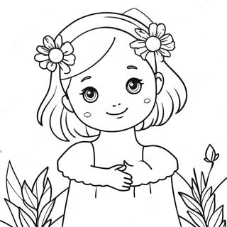 Cute Megan With Flowers Coloring Page 95973-35057