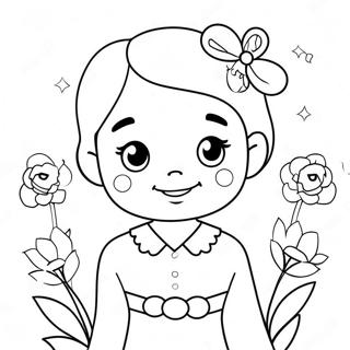 Cute Megan With Flowers Coloring Page 95973-35058