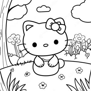 Adorable Hello Kitty Harvest Scene Coloring Page 96079 35146