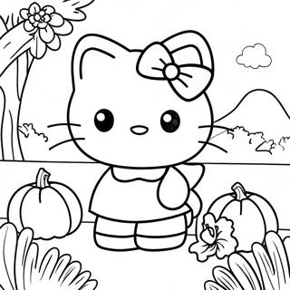 Adorable Hello Kitty Harvest Scene Coloring Page 96079 35148