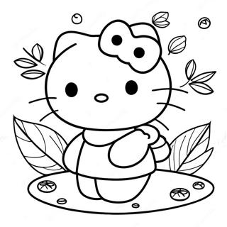 Hello Kitty With Autumn Leaves Coloring Page 96080 35152