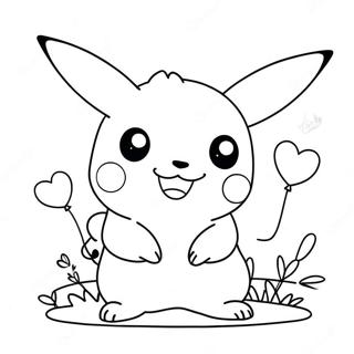 Adorable Pikachu With Hearts Coloring Page 96156-35202