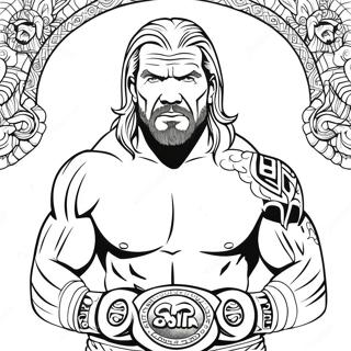 Ornate Grayscale Triple H In The Ring Coloring Page 96314-35329