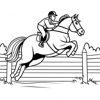 Majestic Horse Jumping Over Fence Coloring Page 96337-35340