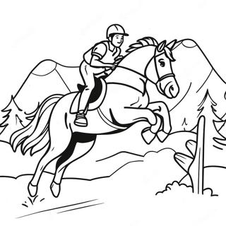 Exciting Cross Country Jumping Scene Coloring Page 96338-35341