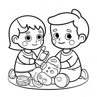 Polite Child Sharing Toys Coloring Page 96363-35358