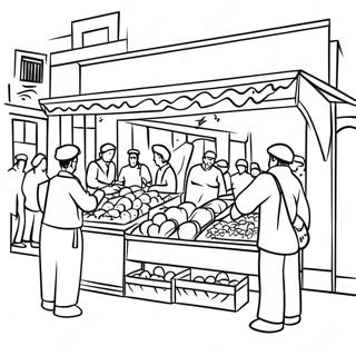 Colorful Israeli Market Scene Coloring Page 96544-35505