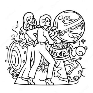 Colorful 70s Disco Scene Coloring Page 96672-35601
