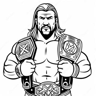 Triple H Holding Two Belts Dot Marker Coloring Page 96725-35814