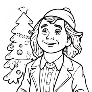 Tiny Tim With Christmas Tree Coloring Page 96750-35662