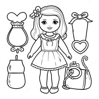 Cute Paper Doll With Accessories Coloring Page 96955-35991