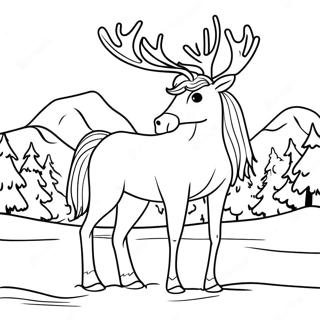 Reindeer Horse In Snow Coloring Page 97416 36345