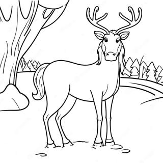 Reindeer Horse In Snow Coloring Page 97416 36346