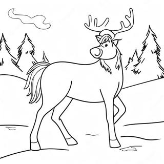 Reindeer Horse In Snow Coloring Page 97416-36348