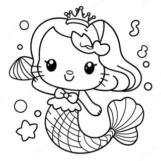 Elegant Hello Kitty Mermaid With Seashells Coloring Page 97521-36434