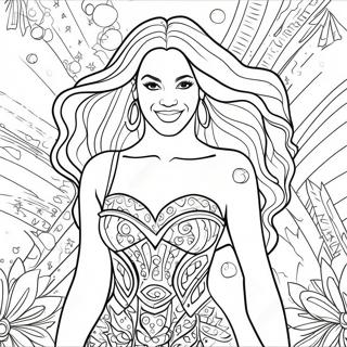 Beyonce With Sparkling Dress Coloring Page 97674-36639
