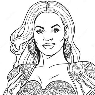 Beyonce In Glamorous Outfit Coloring Page 97676-36553