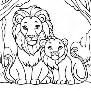 Lion Family Together Coloring Page 9767-2618