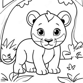 Lion Cub Exploring Jungle Coloring Page 9768-1012