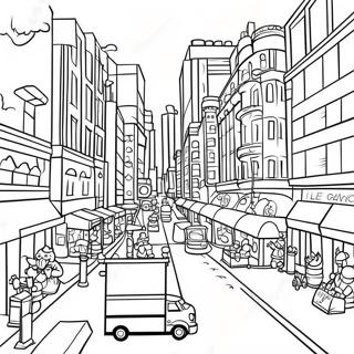 Busy Lego City Street Scene Coloring Page 97726-36722