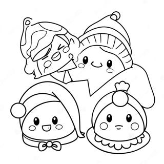 Cute Anime Characters With Christmas Hats Coloring Page 97828-36797