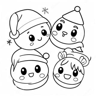 Cute Anime Characters With Christmas Hats Coloring Page 97828-36798