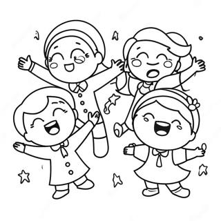Happy Children Singing Coloring Page 97933-36883
