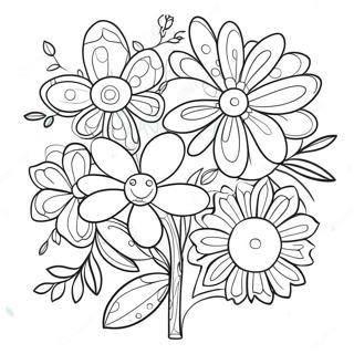 Whimsical Pop Art Flowers Coloring Page 98115 37030