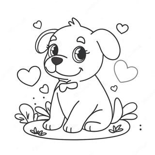Playful Puppy Surrounded By Love Hearts Coloring Page 98241-37127