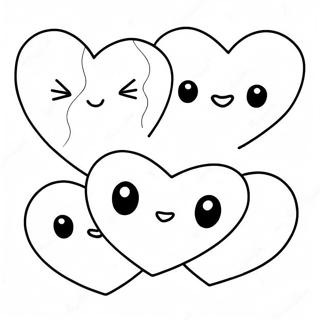 Cute Cartoon Hearts Coloring Page 98447-37287