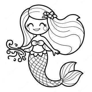 Realistic Mermaid With Colorful Tail Coloring Page 98599 37400
