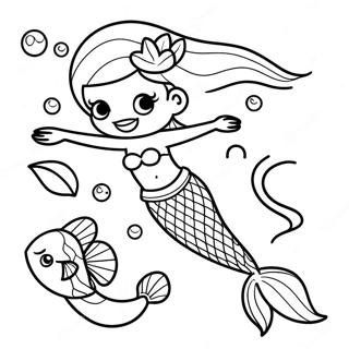 Majestic Mermaid Swimming With Fish Coloring Page 98602-37410